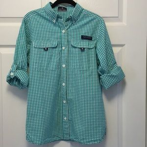 Simply Southern women gingham button down shirt S